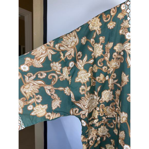 WRAP LONDON Women's Botanical Print Cotton Tunic Dress Green Size 16 - Picture 4 of 13